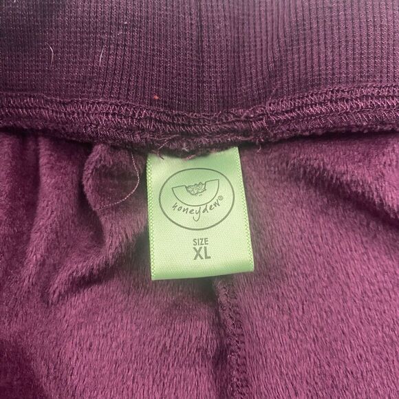 Honeydew Burgundy Soft Velour Pajama Lounge Jogger Pants Sz XL Elastic Waist - Picture 5 of 6